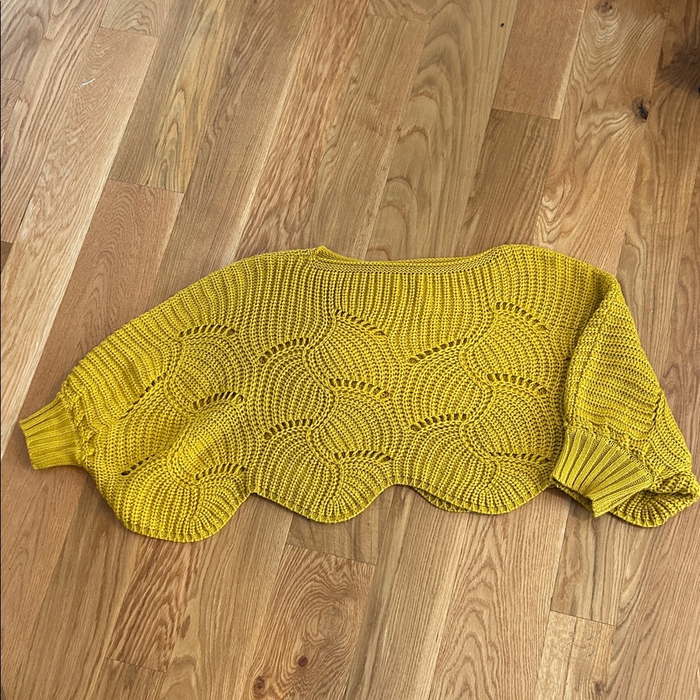 Yellow Hand Knit Women's Sweater Poncho